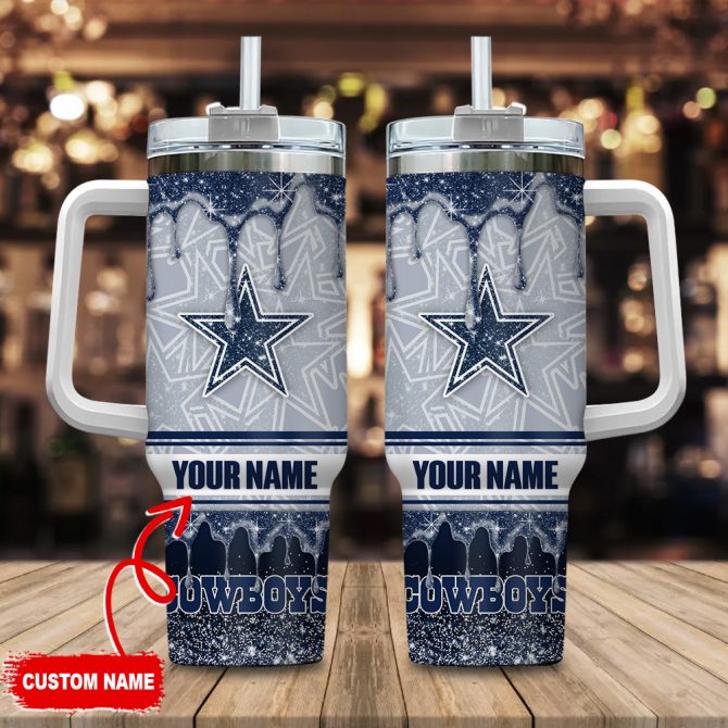 Custom Name Star Sports Team Glitter Tumbler with Handle & Straw