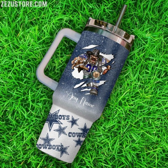 Personalized Cowboys Tumbler - Custom Name Football Fan Gift - Image 3