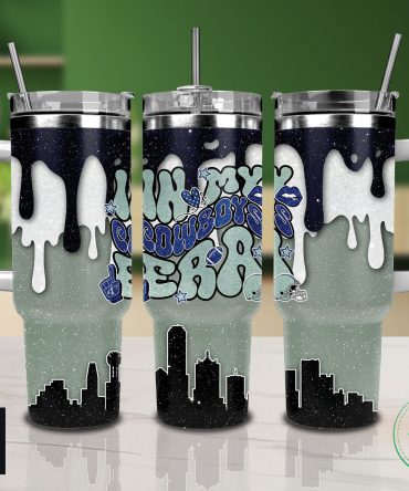 Stylish Drip-Design Tumbler with Straw – Perfect for Cowboys Fans