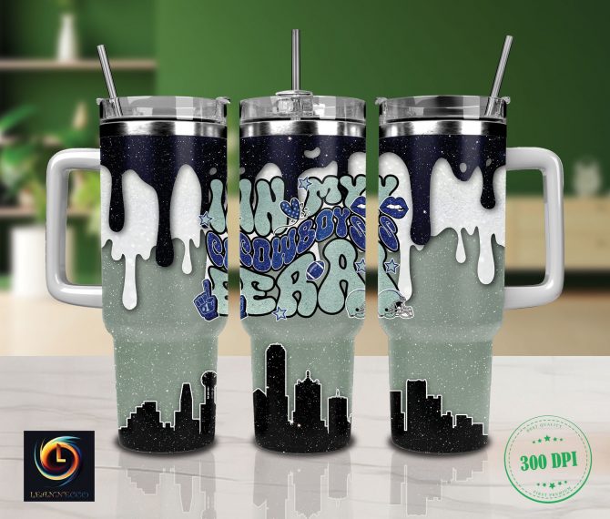 Stylish Drip-Design Tumbler with Straw – Perfect for Cowboys Fans