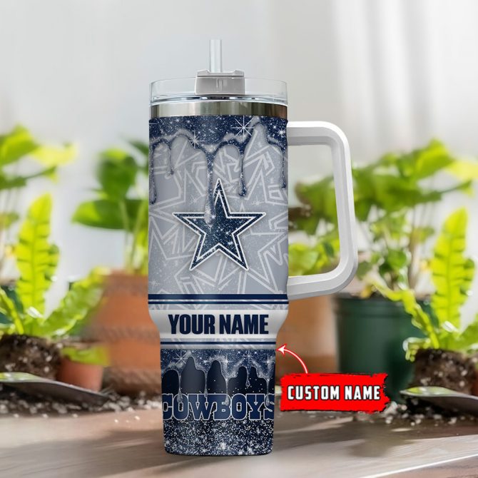 Custom Name Star Sports Team Glitter Tumbler with Handle & Straw - Image 2