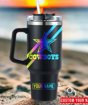 Personalized Cowboys Tumbler with Straw - Customize Your Name