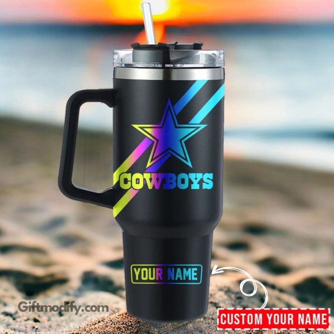 Personalized Cowboys Tumbler with Straw - Customize Your Name