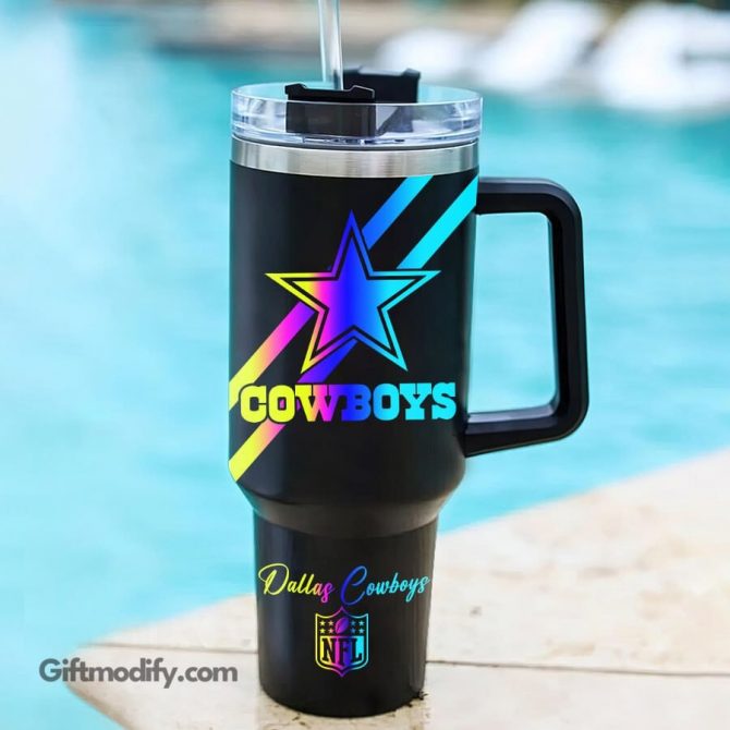 Personalized Cowboys Tumbler with Straw - Customize Your Name - Image 2