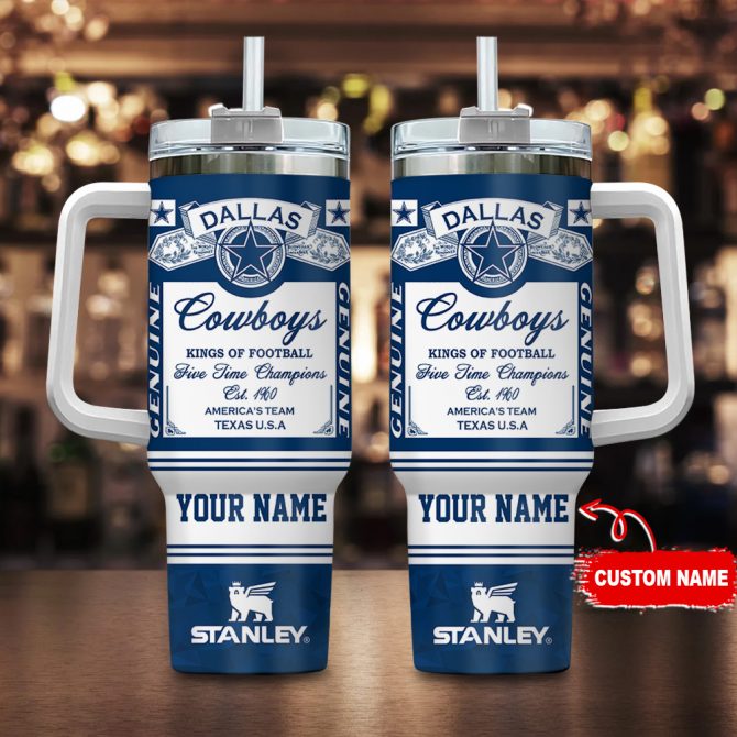 Customizable Dallas Football Team Stainless Steel Tumbler with Handle