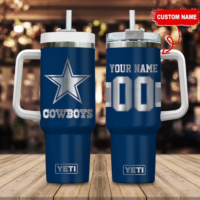 Customizable Dallas Cowboys YETI Tumbler with Handle - Personalized Gift - Image 2
