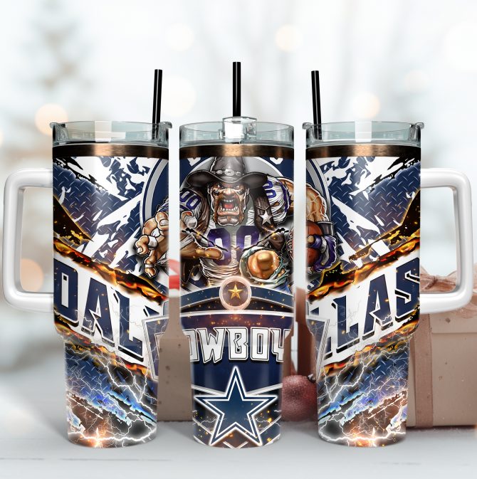 Cowboy-Themed Insulated Tumbler with Straw - Perfect for Sports Fans