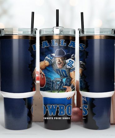 Dallas Football Fan Tumbler - Insulated Travel Mug with Handle & Straw