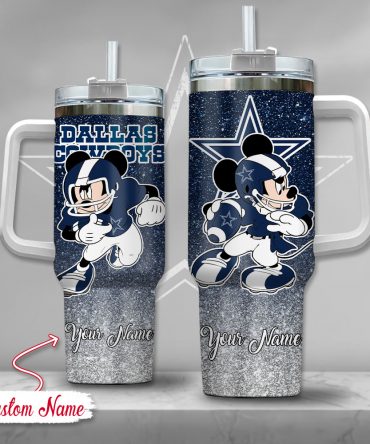 Customizable Mickey Football Tumbler with Handle - Perfect Gift for Fans