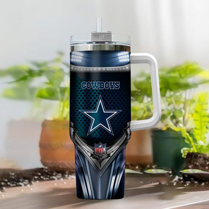 Personalized Cowboys Fan Tumbler with Handle - Custom Name Engraving - Image 2