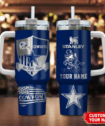 Personalized Cowboys Tumbler with Handle - Customizable Name & Logo