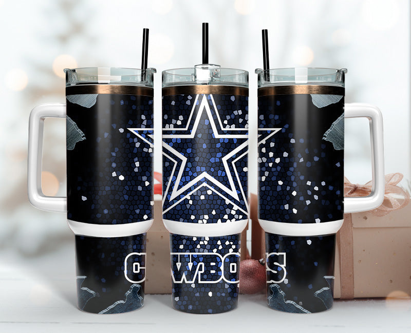 Stylish Blue Mosaic Star Tumbler - Perfect Gift for Sports Fans