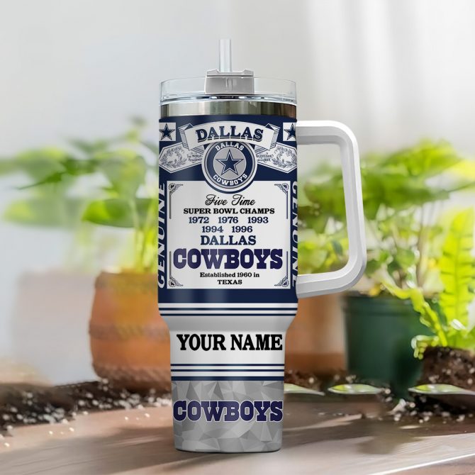 Personalized Dallas Cowboys Tumbler - Custom Name, Ultimate Fan Gift - Image 2
