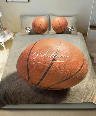 Personalized Basketball Duvet Cover Set, Basketball Big Ball 3D Printed Player Gift Duvet Cover & Pillowcases, Custom Name Number Bedding Set