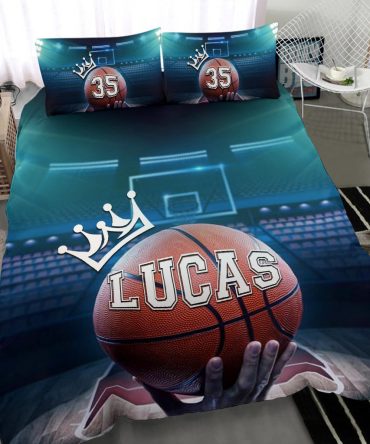 Personalized Basketball Duvet Cover Set, Basketball King Ball 3D Printed Player Gift Duvet Cover & Pillowcases, Custom Name Number Bedding Set