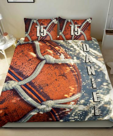 Personalized Basketball Duvet Cover Set, Basketball Ball 3D Print Player Gift Duvet Cover & Pillowcases, Custom Name Number Bedding Set