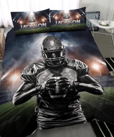 Personalized Football Duvet Cover Set, Football Player 3D Printed Player Gift Idea Duvet Cover & Pillowcases, Custom Name Number Bedding Set
