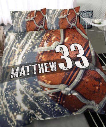 Personalized Basketball Duvet Cover Set, Basketball Ball 3D Player Gift Idea Duvet Cover & Pillowcases, Custom Name Number Bedding Set