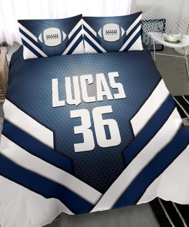 Personalized Football Duvet Cover Set, America Football Glowing Player Gift Idea Duvet Cover & Pillowcases, Custom Name Number Bedding Set