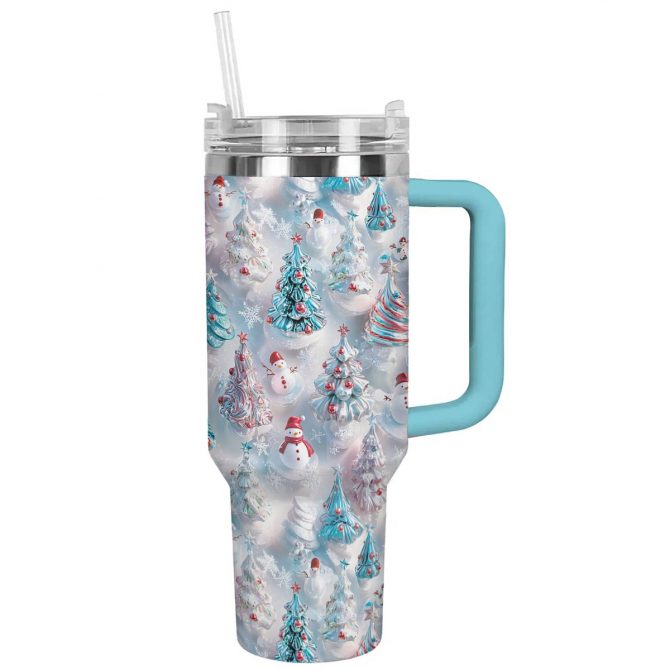 Delighted Christmas Custom Stanley Quencher 40oz Stainless Steel Tumbler With Handle - Image 3