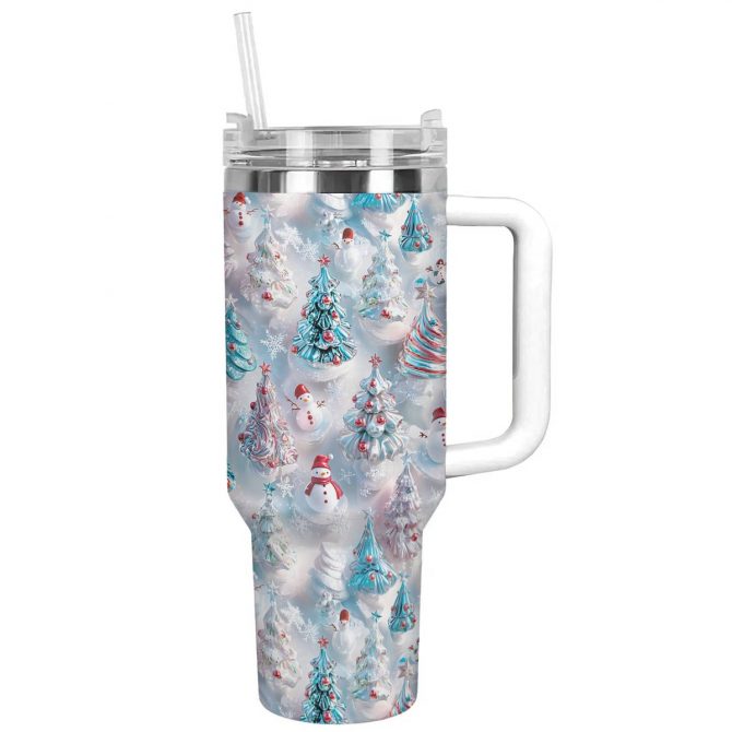 Delighted Christmas Custom Stanley Quencher 40oz Stainless Steel Tumbler With Handle - Image 2