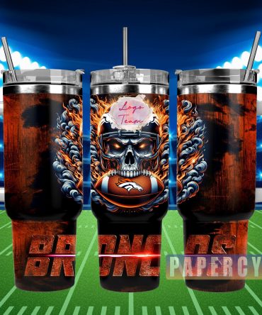Flaming Skull Football Tumbler with Handle - Ultimate Fan Gift