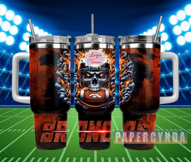 Flaming Skull Football Tumbler with Handle - Ultimate Fan Gift