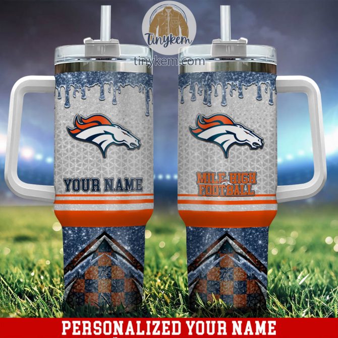 Personalized Football Team Tumbler with Handle & Straw - Custom Name