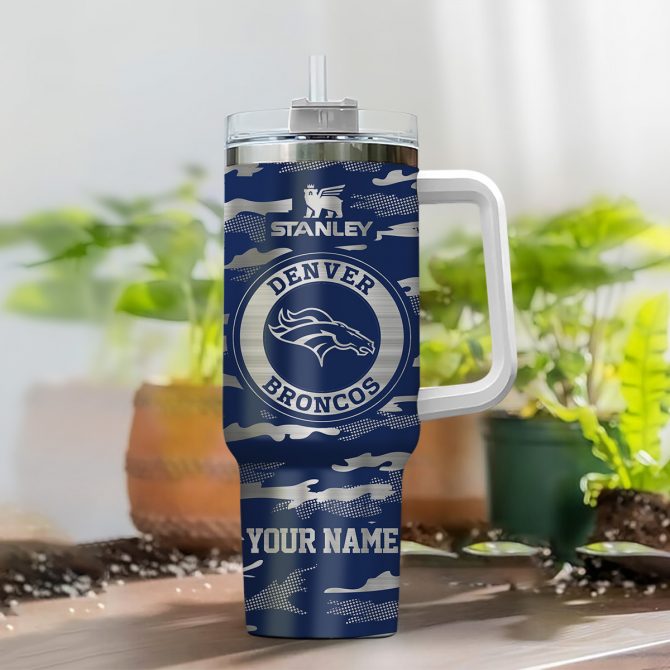 Personalized Denver Broncos Stanley Tumbler with Handle - Custom Name - Image 2