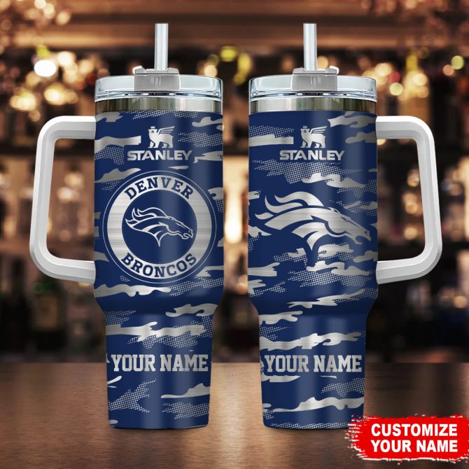 Personalized Denver Broncos Stanley Tumbler with Handle - Custom Name