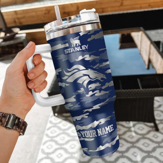 Personalized Denver Broncos Stanley Tumbler with Handle - Custom Name - Image 3