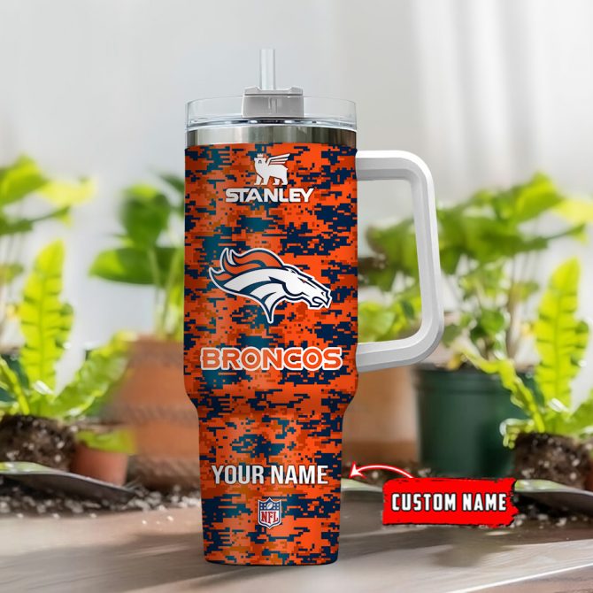 Custom Name Broncos Tumbler - Personalized Stanley NFL Fan Mug - Image 2