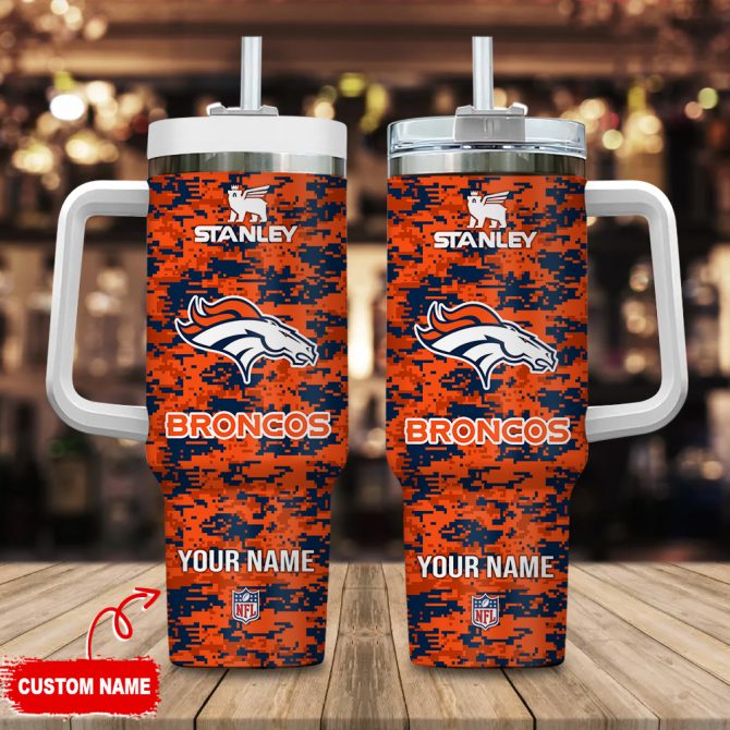 Custom Name Broncos Tumbler - Personalized Stanley NFL Fan Mug