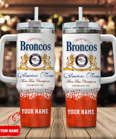 Personalized Denver Broncos Tumbler - Custom Name, Championship Design