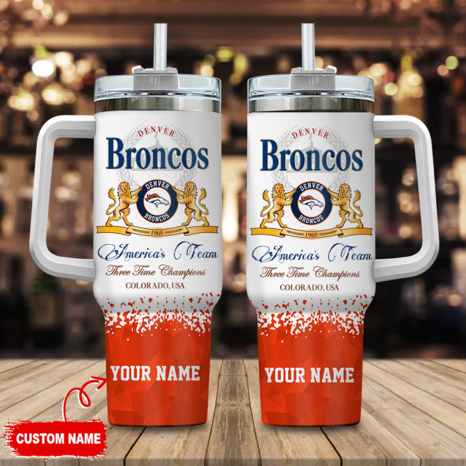Personalized Denver Broncos Tumbler - Custom Name, Championship Design