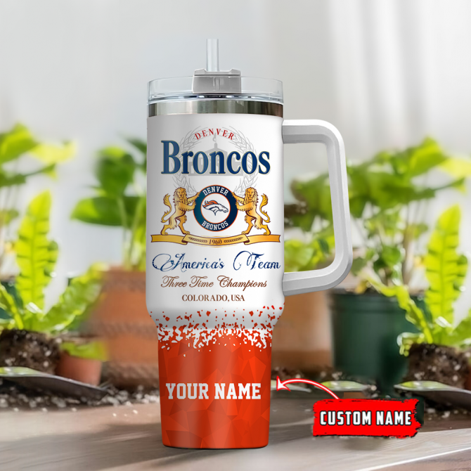 Personalized Denver Broncos Tumbler - Custom Name, Championship Design - Image 2