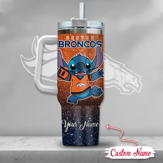 Custom Name Denver Broncos Stitch Tumbler - Personalized Gift for Fans - Image 3