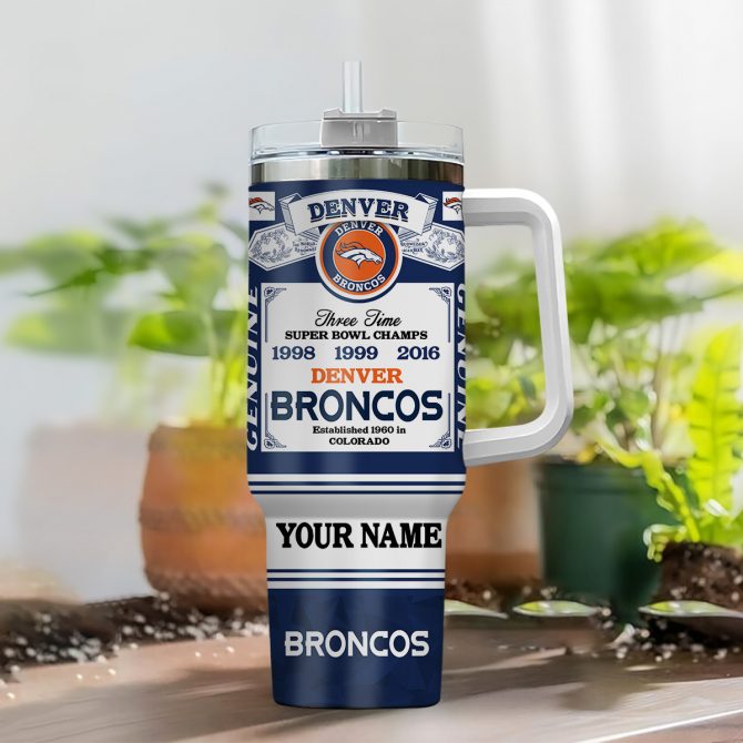 Customizable Denver Broncos Champions Tumbler with Handle - Personalized Gift - Image 2
