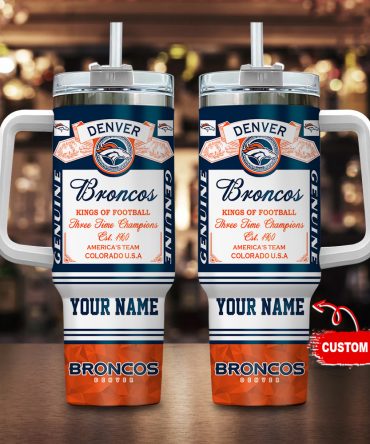 Custom Denver Broncos Tumbler Mug - Personalized NFL Fan Gift