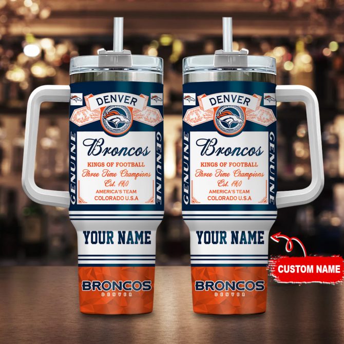 Custom Denver Broncos Tumbler Mug - Personalized NFL Fan Gift