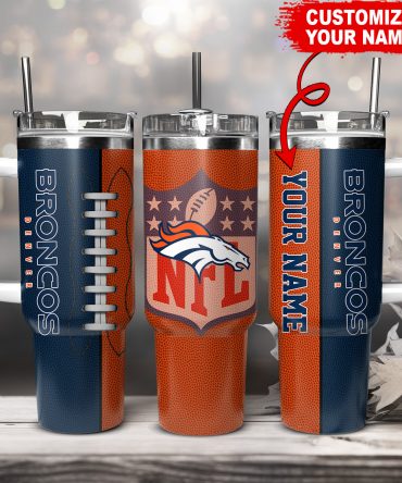 Customizable Denver Broncos NFL Tumbler - Personalize Your Name
