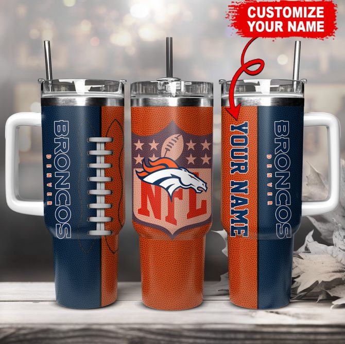 Customizable Denver Broncos NFL Tumbler - Personalize Your Name