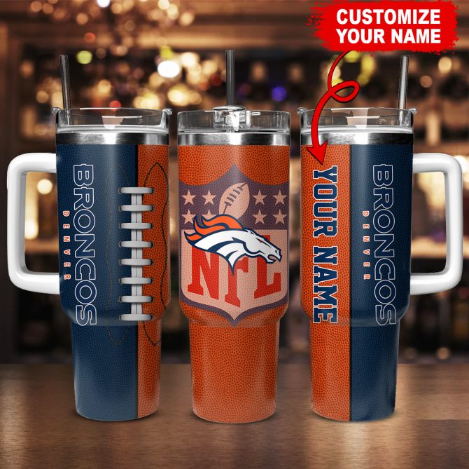 Customizable Denver Broncos NFL Tumbler - Personalize Your Name - Image 2