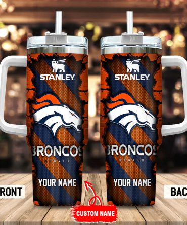 Custom Name Broncos Tumbler - Personalized Stanley Drinkware
