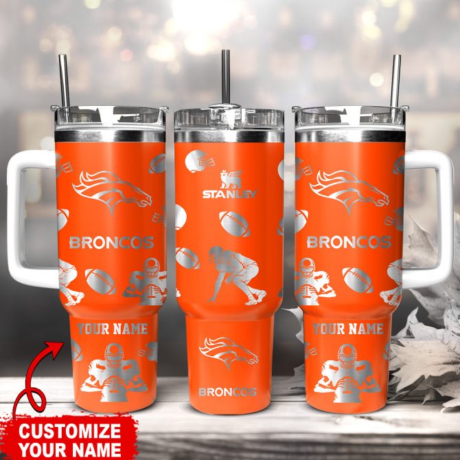 Customizable Broncos Tumbler with Handle - Personalized Football Gift