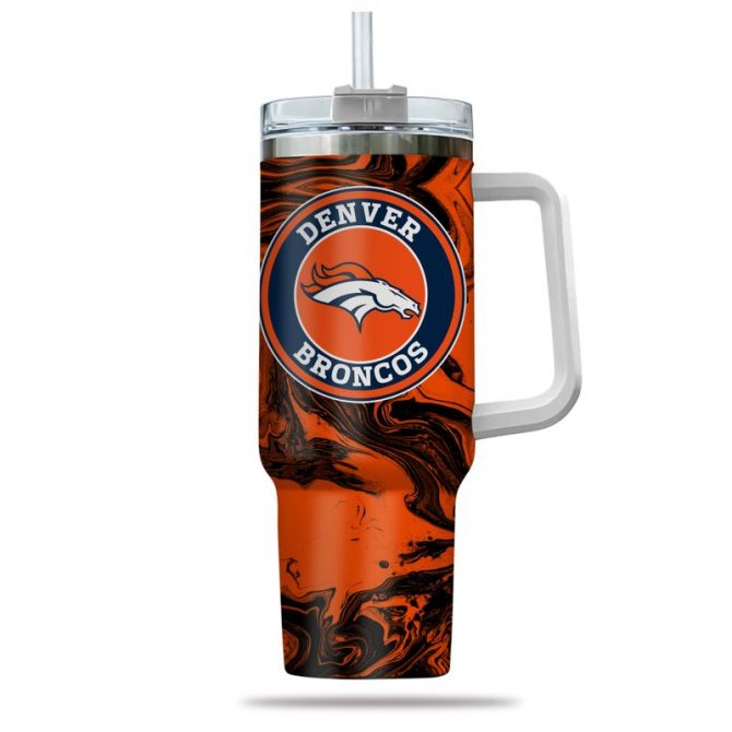 Denver Broncos Insulated Tumbler with Handle - Perfect for Fans - Image 2