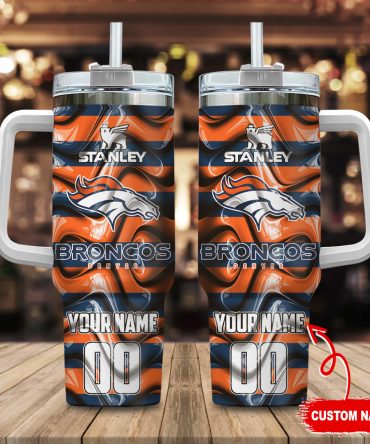 Customizable Denver Broncos Stanley Tumbler with Handle - Personalized Gift