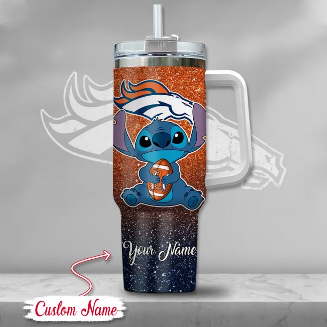 Custom Name Denver Broncos Stitch Tumbler - Personalized Gift for Fans - Image 2