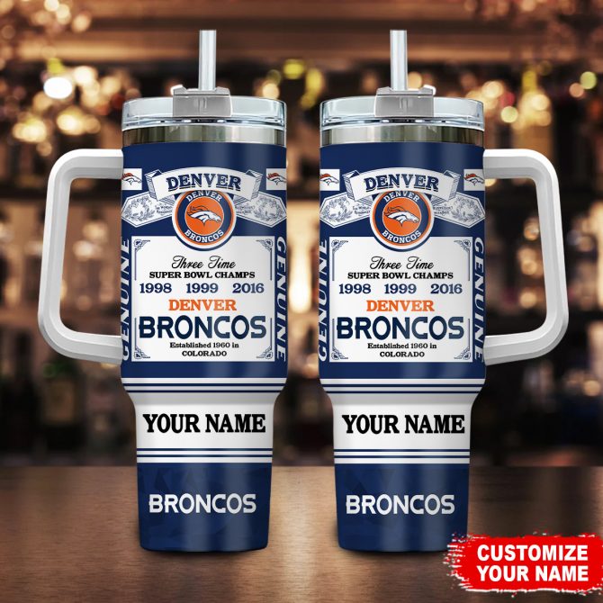 Customizable Denver Broncos Champions Tumbler with Handle - Personalized Gift