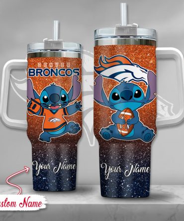 Custom Name Denver Broncos Stitch Tumbler - Personalized Gift for Fans